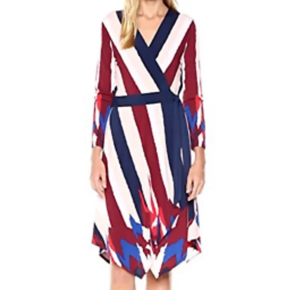 Bcbgmaxazria Isabella Asymmetric Wrap Dress - Cabernet Multi Bcbgmaxazria Isabella Asymmetric Wrap Dress - Cabernet Multi